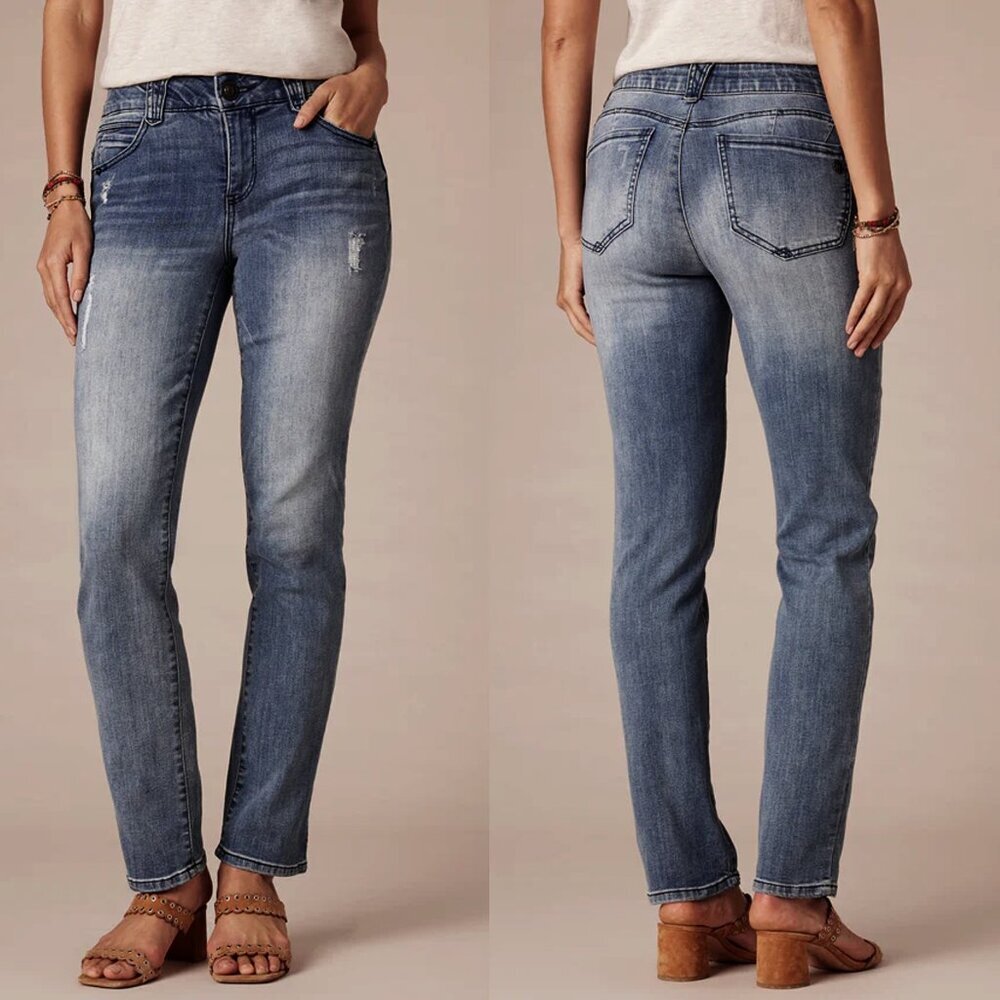 NWT New Democracy AB Technology Blue Booty Lift Straight Leg Jeans Size 16